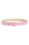 Versace Medusa Leather Belt In Rosa