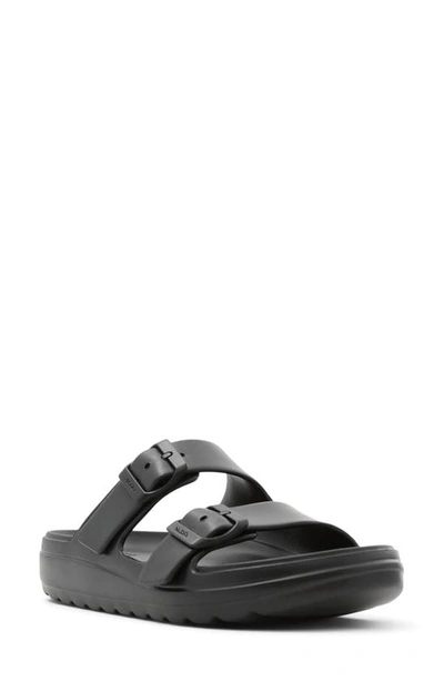 Aldo Eteiven Slide Sandal In Black Faux Leather