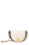 Fendi Moonlight Leather Saddle Bag In Bianco Ice Oro