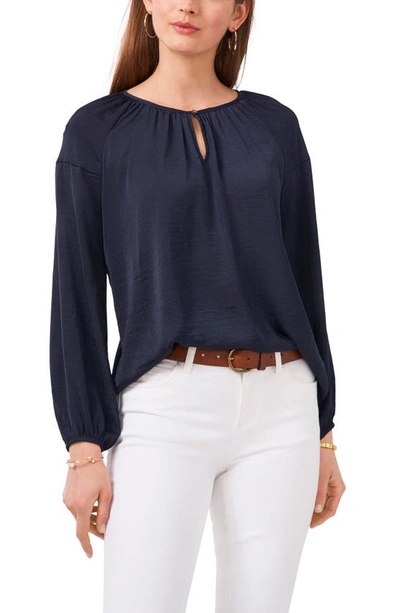 Vince Camuto Hammered Satin Blouse In Classic Navy