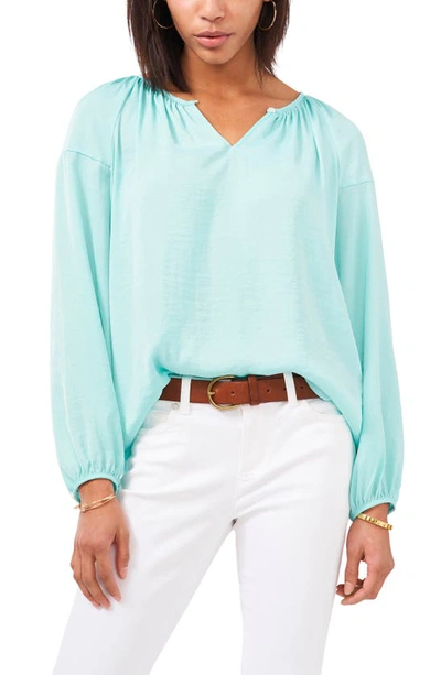 Vince Camuto Keyhole Peasant Blouse In Crystal Lake