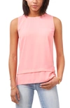 Vince Camuto Sleeveless Layered-hem Top In Cool Melon