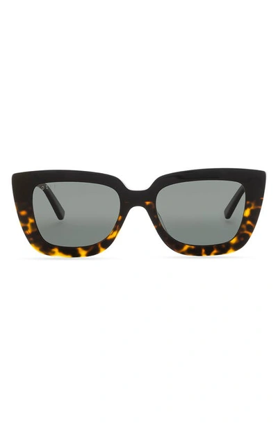 Diff Runi 53mm Polarized Cat Eye Sunglasses In Black / Tortoise/ Grey