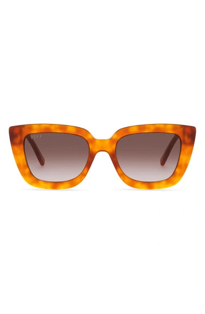 Diff Runi 53mm Polarized Cat Eye Sunglasses In Tortoise/ Brown Gradient