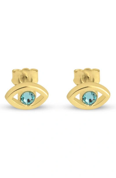 Melanie Marie Evil Eye Birthstone Stud Earrings In Gold Plated