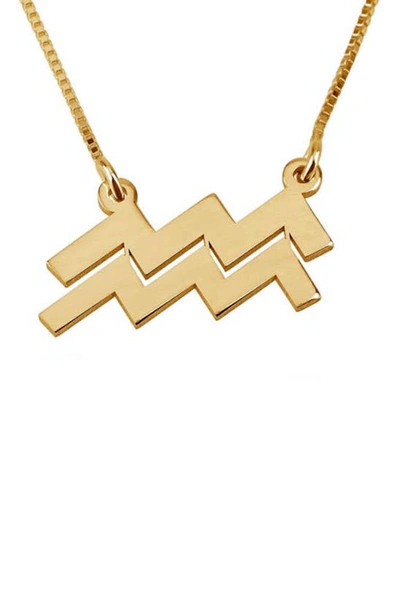 Melanie Marie Zodiac Pendant Necklace In Gold Plated - Aquarius
