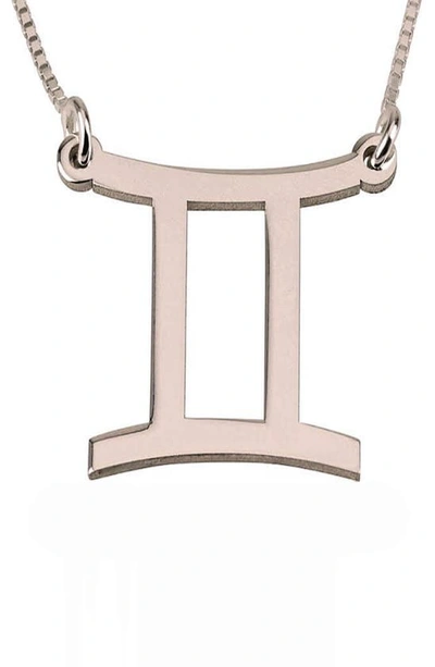 Melanie Marie Zodiac Pendant Necklace In Rose Gold Plated - Gemini