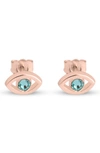 Melanie Marie Evil Eye Birthstone Stud Earrings In Rose Gold Plated
