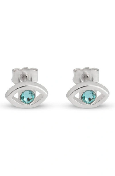 Melanie Marie Evil Eye Birthstone Stud Earrings In Sterling Silver