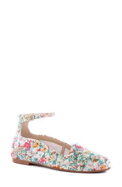 Bc Footwear Found You Ankle Strap Flat In Blue Floral