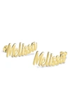 Melanie Marie Personalized Name Stud Earrings In Gold Plated
