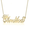 Melanie Marie Crown Me Personalized Nameplate Pendant Necklace In Gold Plated