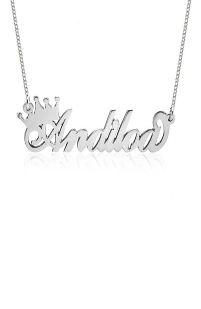Melanie Marie Crown Me Personalized Nameplate Pendant Necklace In Sterling Silver
