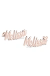 Melanie Marie Personalized Name Stud Earrings In Rose Gold Plated