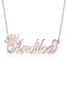 Melanie Marie Crown Me Personalized Nameplate Pendant Necklace In Rose Gold Plated