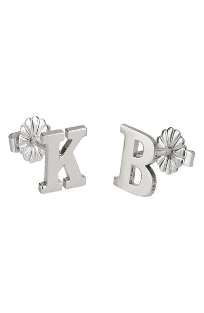 Melanie Marie Personalized Letter Stud Earrings In Sterling Silver