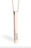 Melanie Marie Personalized Bar Pendant Necklace In Rose Gold Plated