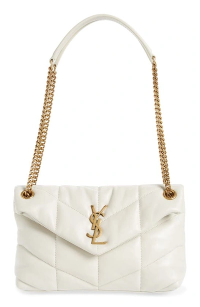 Saint Laurent Small Loulou Leather Puffer Bag In Nude & Neutrals