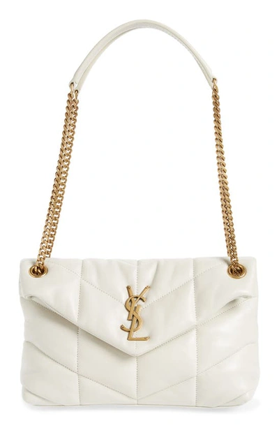 Saint Laurent Small Loulou Leather Puffer Bag In Crema Soft