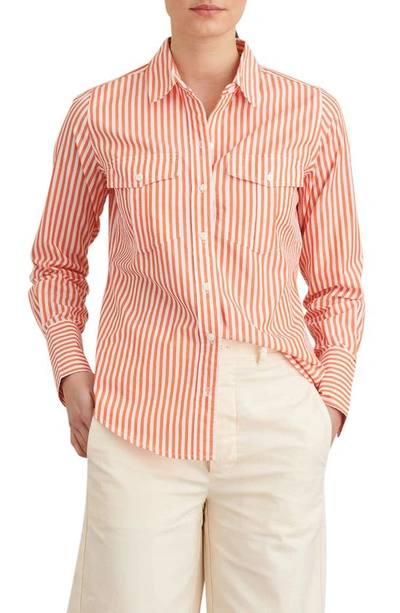 Alex Mill Georgie Stripe Button-up Shirt In Orange/ White