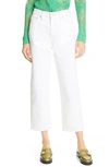 Ganni High-rise Straight-leg Cropped Jeans In Bright White