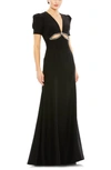 Mac Duggal Leena Rhinestone Cutout Sheath Gown In Black