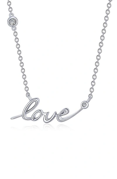 Lafonn Love Simulated Diamond Necklace In Silver/ White