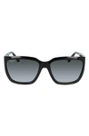 Ferragamo Classic Logo 59mm Gradient Rectangle Sunglasses In Black/ Black