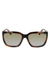 Ferragamo Classic Logo 59mm Gradient Rectangle Sunglasses In Tortoise/ Grey