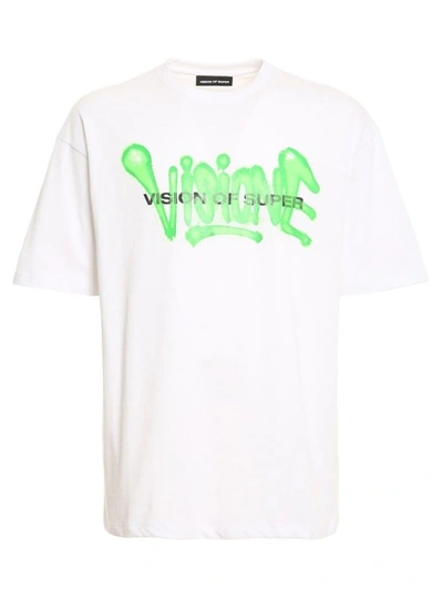 Vision Of Super Spray Paint-effect Logo T-shirt In White