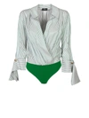Elisabetta Franchi Green Viscose Bodysuit In Green