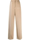 PALM ANGELS PALM ANGELS WOMEN'S BEIGE POLYESTER trousers,PWCA051S21FAB0028561 40