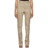 BOTTEGA VENETA BEIGE LINEN STRETCH CANVAS TROUSERS