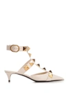 Valentino Garavani Neutral Roman Stud 40 Leather Pumps In White