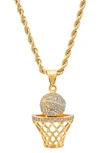 HMY JEWELRY 18K GOLD PLATED STAINLESS STEEL BASKETBALL PENDANT NECKLACE,192068055587