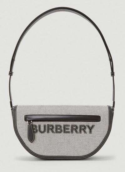 Burberry Olympia Canvas Small Shoulder Bag In Black