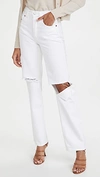 Re/done 90s High Rise Loose Distressed Straight-leg Jeans In White With Rips