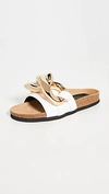 Jw Anderson Chain-embellished Leather Slides In White