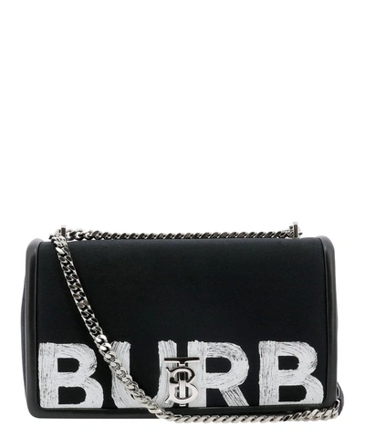 Burberry Logo Print Chain Strap Shoulder Bag In Black