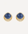 BROOKE GREGSON 18CT GOLD ORBIT BLUE SAPPHIRE AND DIAMOND HALO STUD EARRINGS,000730159