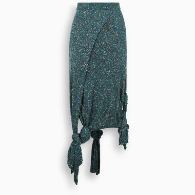 Loewe Petroleum-glitter Knot Detailing Skirt In Blue
