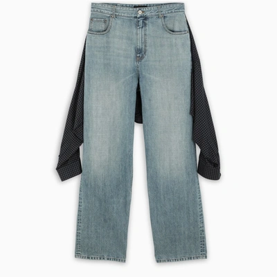 Balenciaga Tied-up Broken Twill Japanese Denim Jean In Light Blue