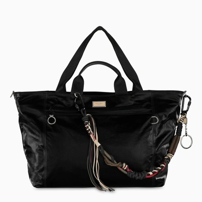 Dolce & Gabbana Nero Sicilia Dna Nylon Travel Bag With Branded Tag In Black