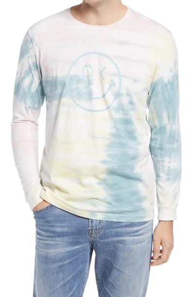 Outerknown Happy Tie Dye Long Sleeve Graphic Tee In Sea Forest
