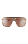 Burberry 62mm Square Sunglasses In Gold/ Brown