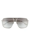 Burberry 62mm Square Sunglasses In Silver/ Grey Gradient