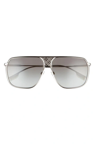 Burberry 62mm Square Sunglasses In Silver/ Grey Gradient
