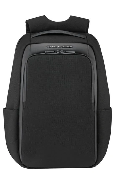 Porsche Design Roadster Medium Water Resistant Nylon & Leather Backpack In Black
