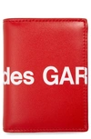 Comme Des Garçons Huge Logo Card Case In Red