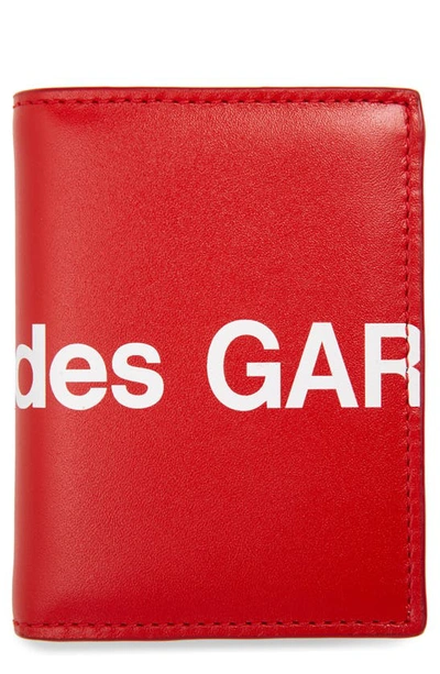 Comme Des Garçons Huge Logo Card Case In Red